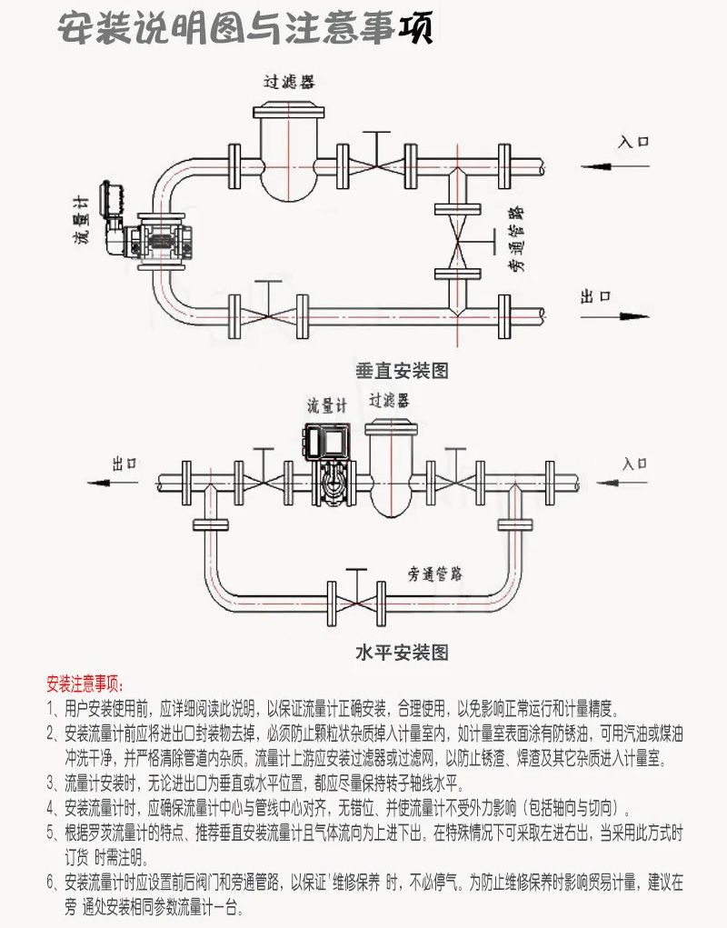 氣體腰輪流量計(jì)安裝說明圖