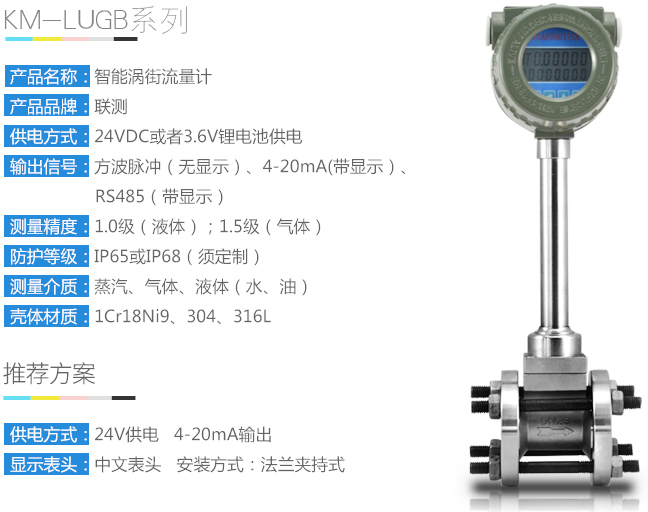 供暖蒸汽流量計技術(shù)參數(shù)圖